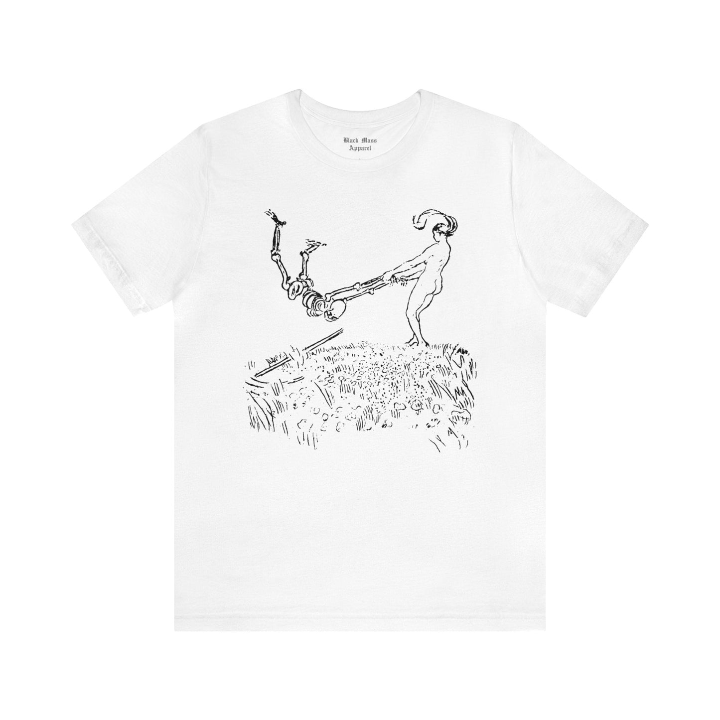 Death and a Woman, Funny Skeleton Shirt, Robert Budzinski Vintage Art, Death T-shirt Unisex Jersey Short Sleeve Tee - Black Mass Apparel - T-Shirt