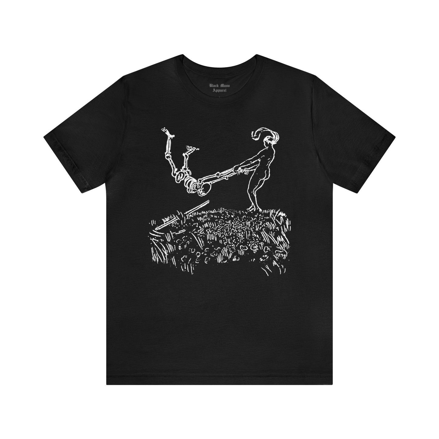 Death and a Woman, Funny Skeleton Shirt, Robert Budzinski Vintage Art, Death T-shirt Unisex Jersey Short Sleeve Tee - Black Mass Apparel - T-Shirt