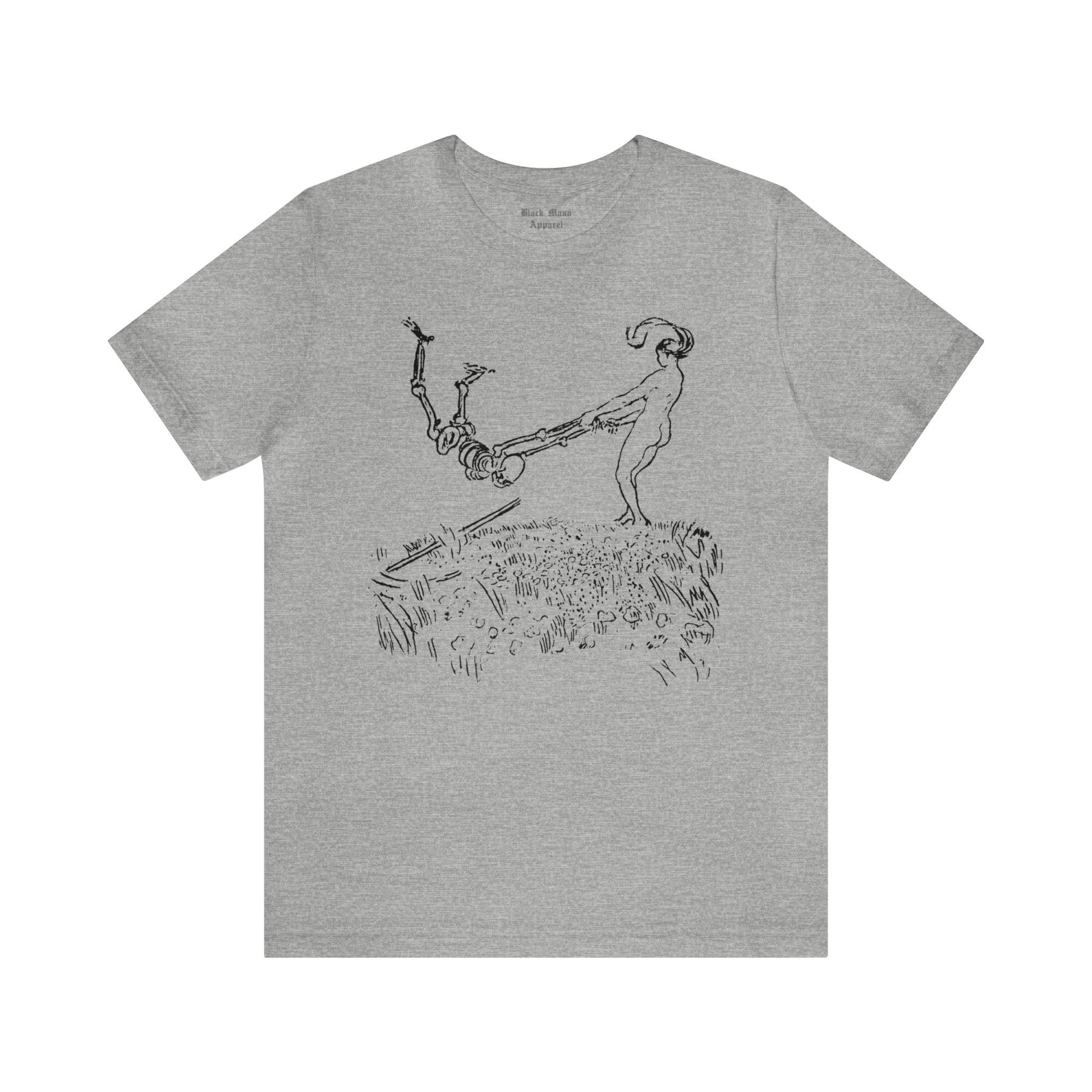 Death and a Woman, Funny Skeleton Shirt, Robert Budzinski Vintage Art, Death T-shirt Unisex Jersey Short Sleeve Tee - Black Mass Apparel - T-Shirt