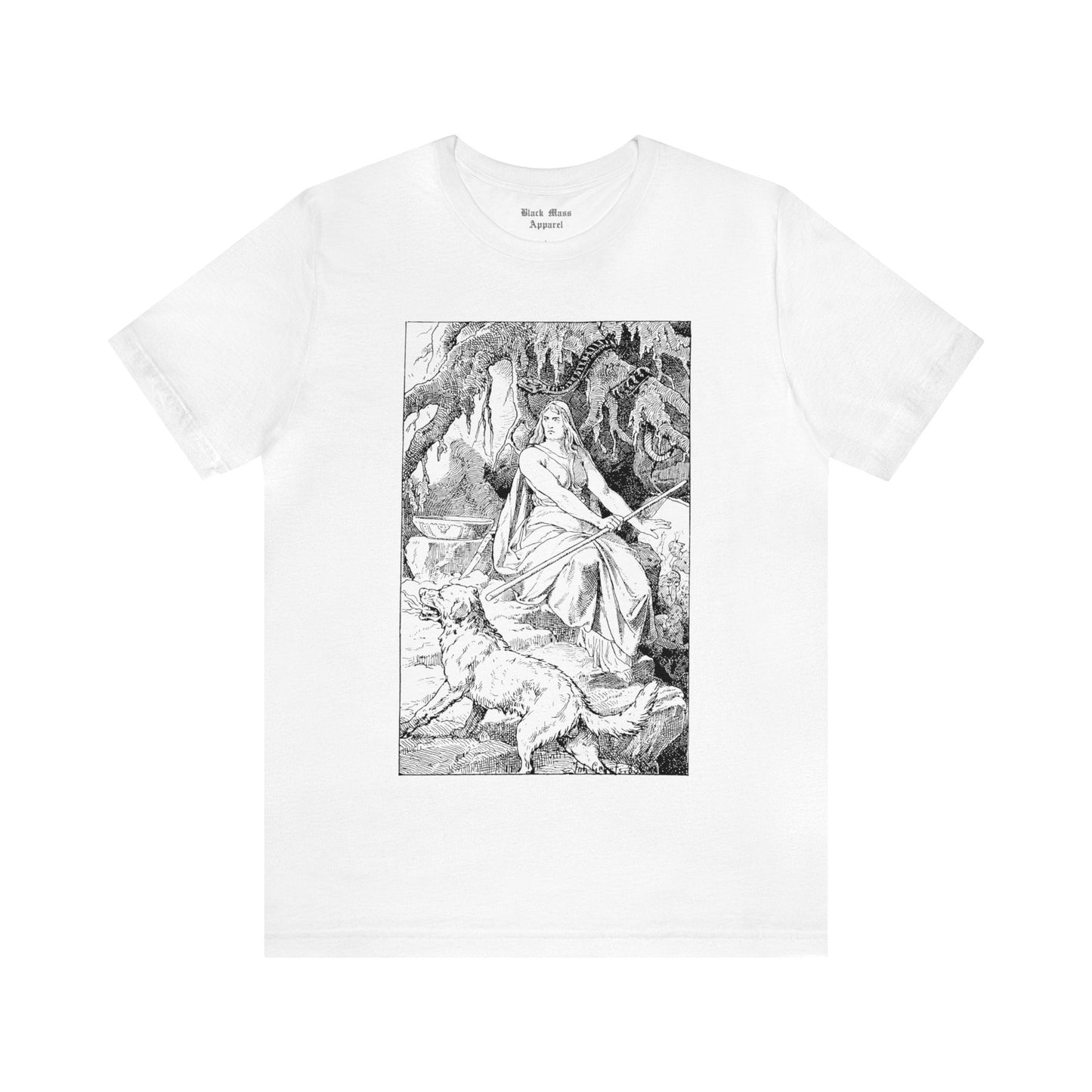 Goddess Hel and Her Hellhound - Black Mass Apparel - T-Shirt
