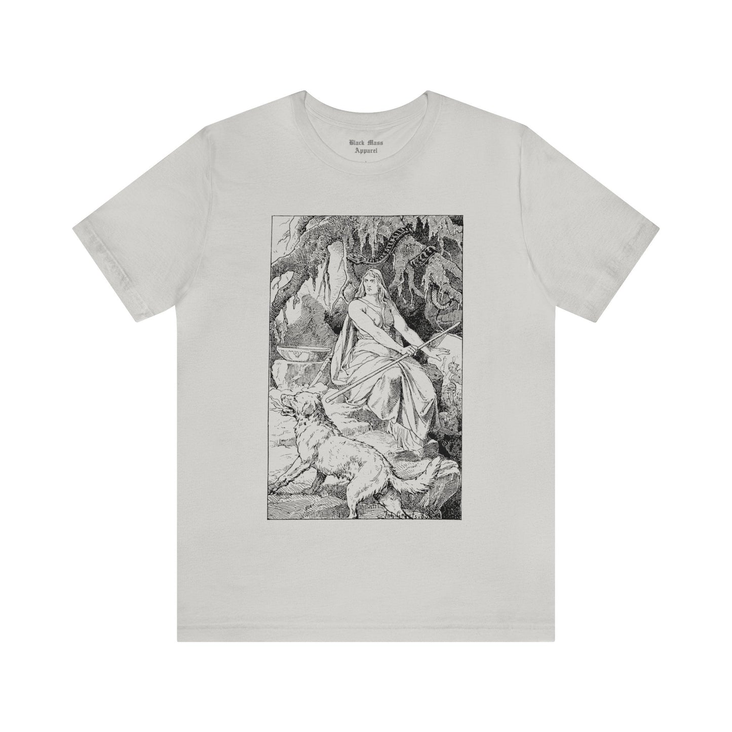 Goddess Hel and Her Hellhound - Black Mass Apparel - T-Shirt