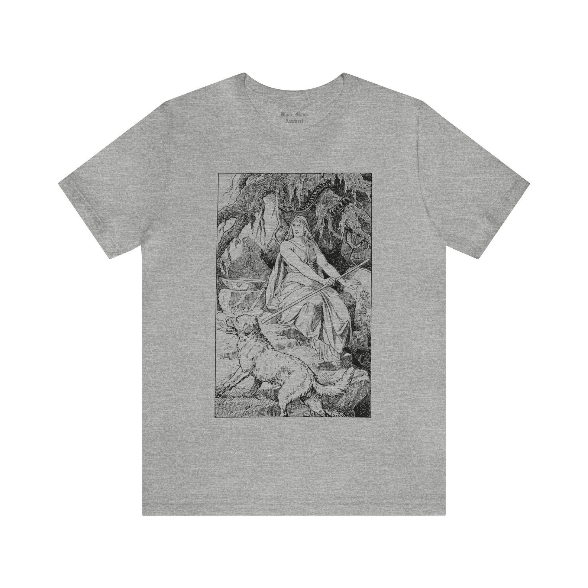 Goddess Hel and Her Hellhound - Black Mass Apparel - T-Shirt
