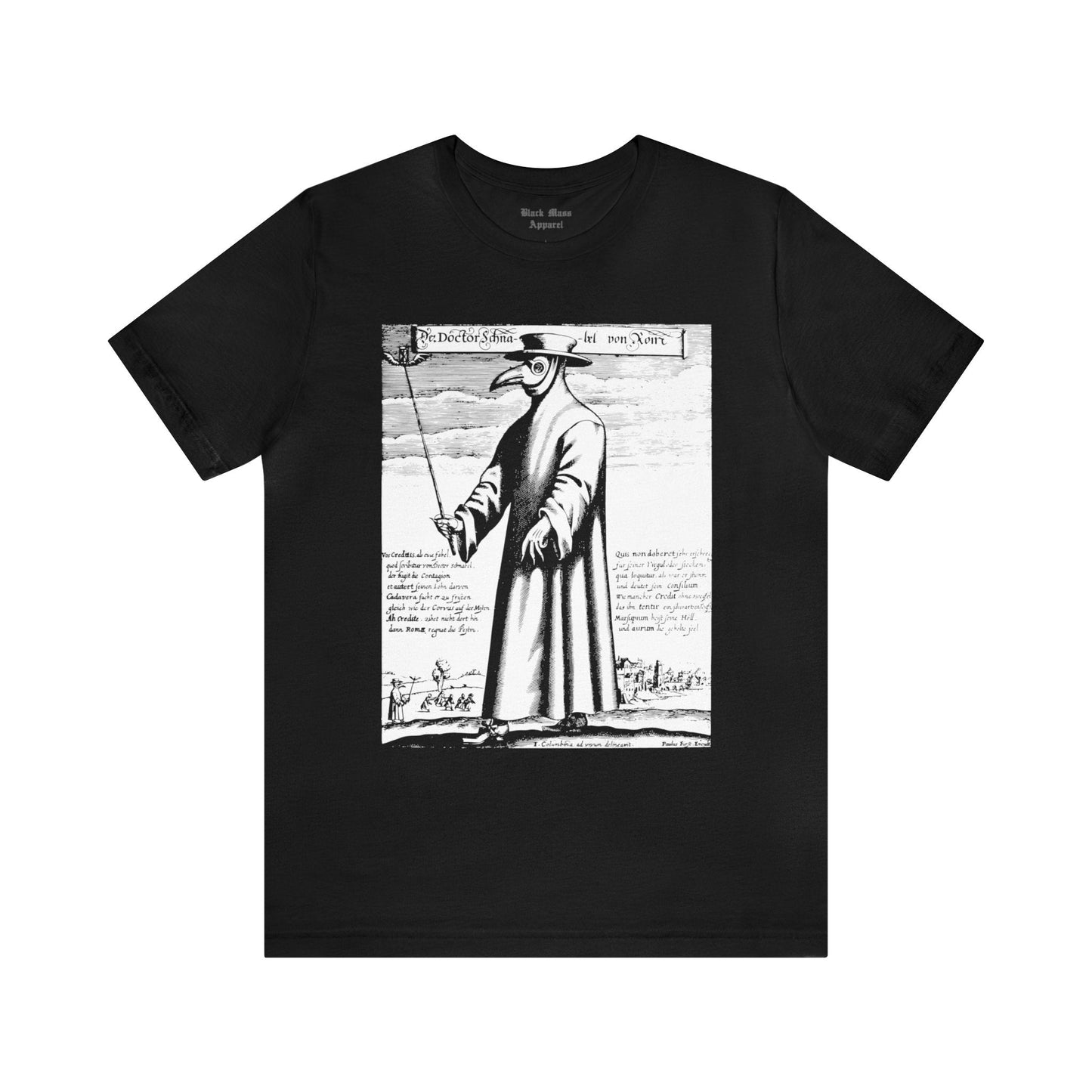 Plague Doctor, Medieval Art T-shirt, Black Death Shirt, Renaissance, Creepy, Vintage, Historical Art Unisex Jersey Short Sleeve Tee - Black Mass Apparel - T-Shirt
