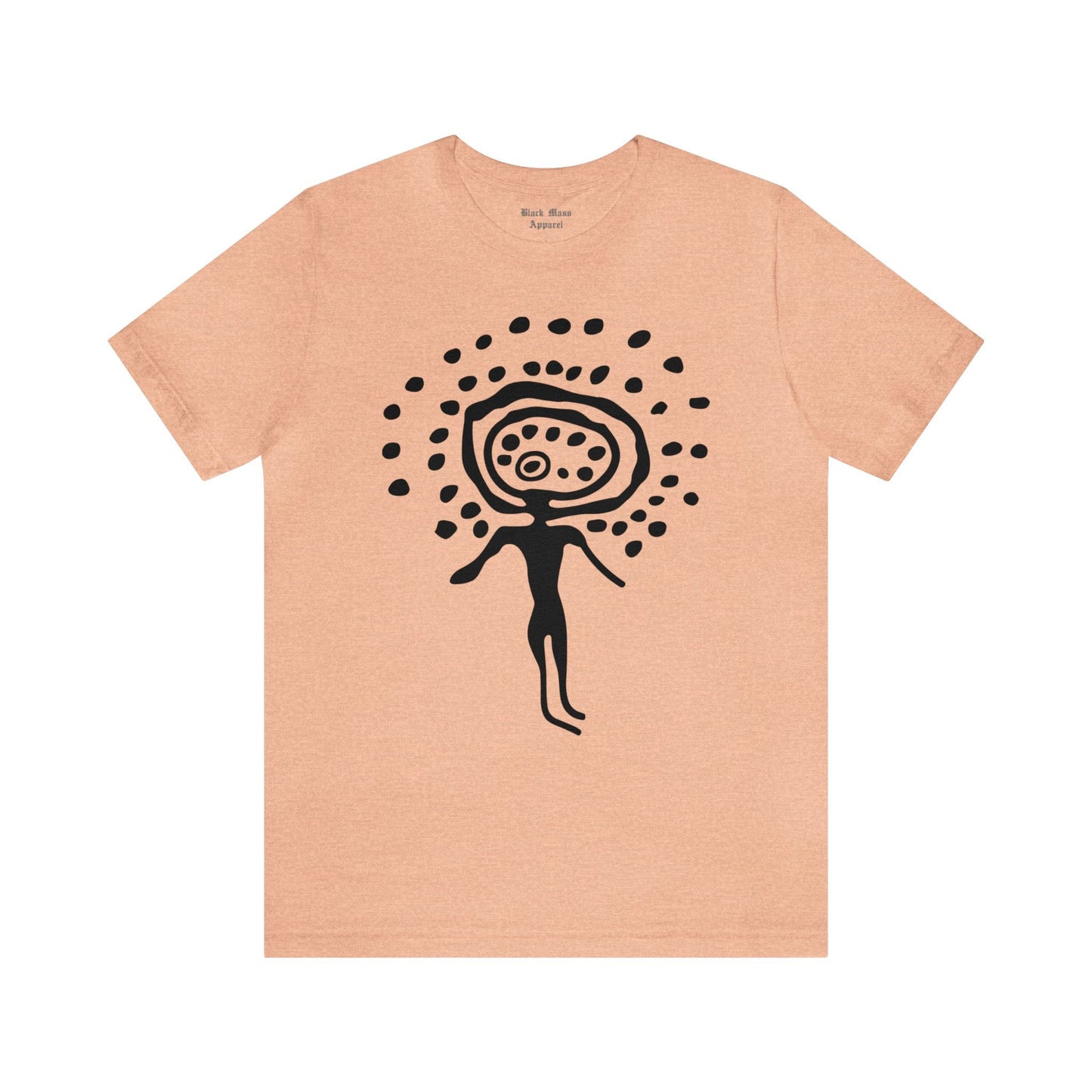 Sunhead, Petroglyphs T-shirt, Ancient Art Shirt, Prehistoric, Solar Headed, Sun God, Trippy, Abstract Unisex Jersey Short Sleeve Tee - Black Mass Apparel - T-Shirt