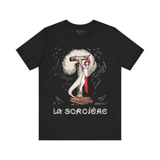 La Sorciere, Vintage Witchcraft T - shirt, Occult Tshirt, Creepy Shirt, Witchy, Gothic Fashion, Spooky Unisex Jersey Short Sleeve Tee - Black Mass Apparel - T - Shirt