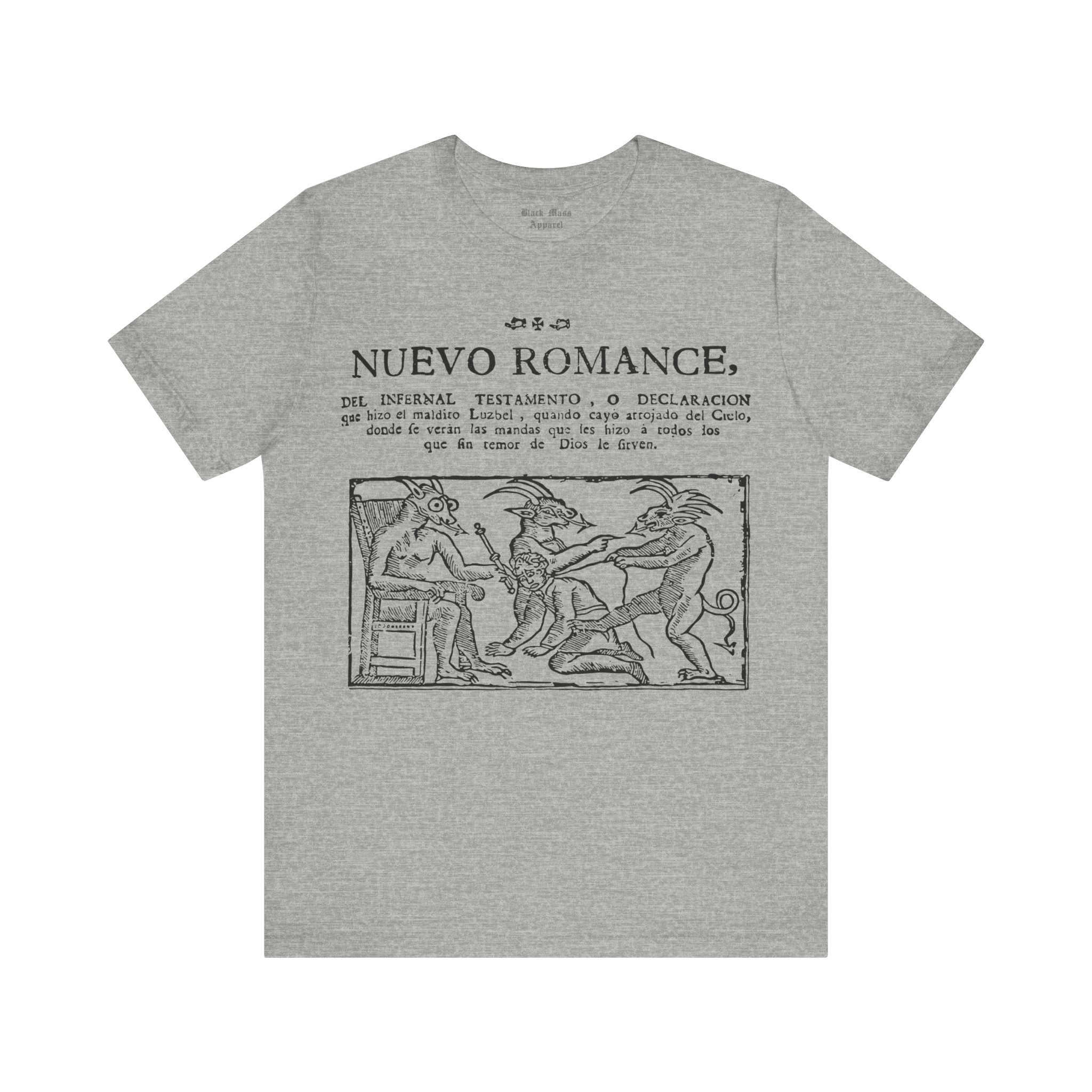 Nuevo Romance, Demons T - shirt, Lucifer Shirt, Demonology Tshirt, Satan, Occult, Black Magic, Woodcut Unisex Jersey Short Sleeve Tee - Black Mass Apparel - T - Shirt