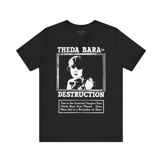 Theda Bara in Destruction, Femme Fatale, Actress Shirt, Vampire Girl T-shirt, Silent Film Tshirt, Gothic Unisex Jersey Short Sleeve Tee - Black Mass Apparel - T-Shirt