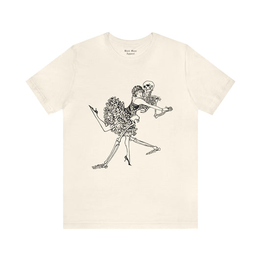Dancing With Death, Memento Mori Shirt, Danse Macabre T-shirt, Gothic Skeleton Art, Vintage Goth Unisex Jersey Short Sleeve Tee - Black Mass Apparel - T-Shirt