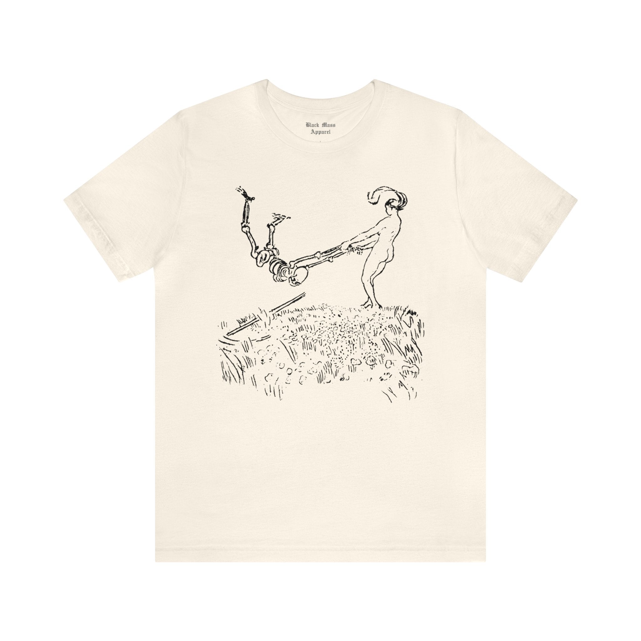 Death and a Woman, Funny Skeleton Shirt, Robert Budzinski Vintage Art, Death T-shirt Unisex Jersey Short Sleeve Tee - Black Mass Apparel - T-Shirt