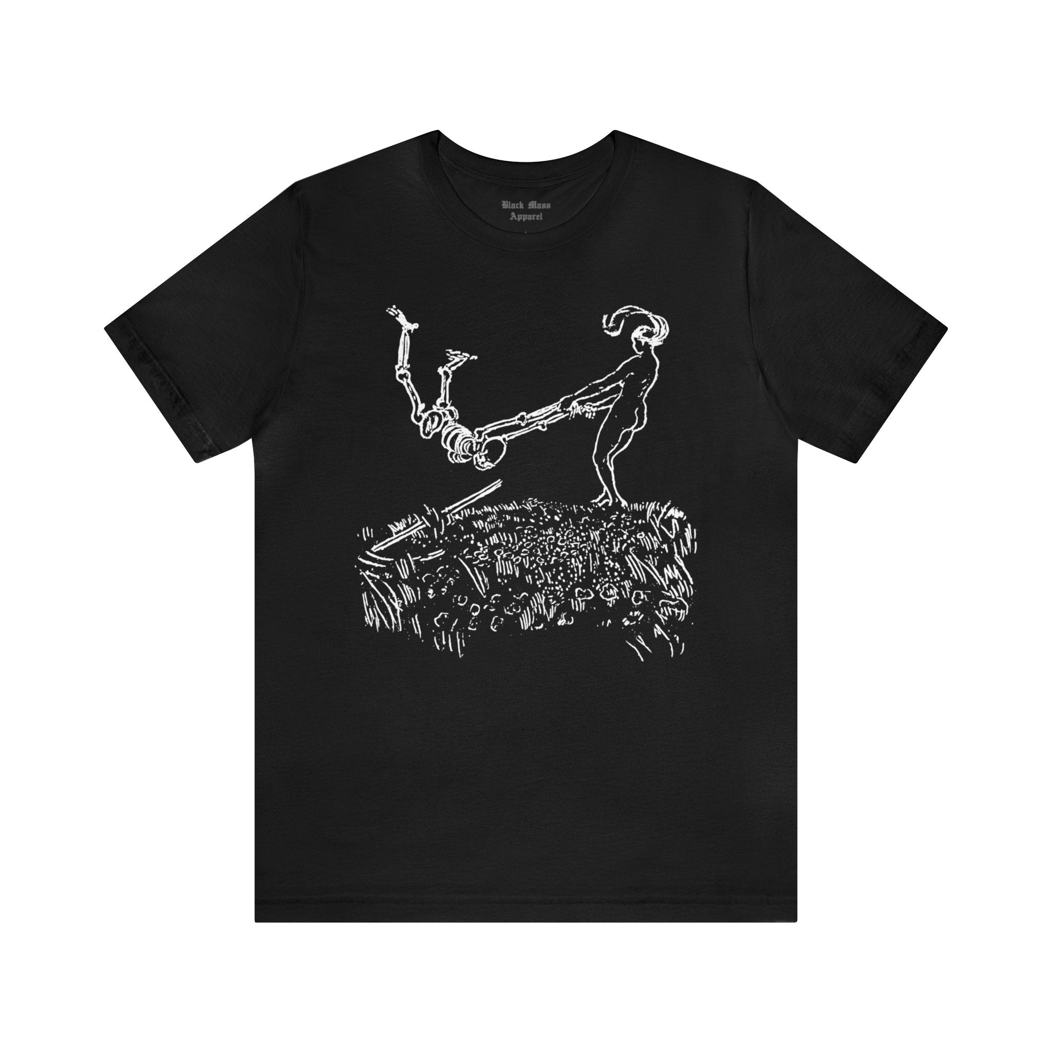 Death and a Woman, Funny Skeleton Shirt, Robert Budzinski Vintage Art, Death T-shirt Unisex Jersey Short Sleeve Tee - Black Mass Apparel - T-Shirt