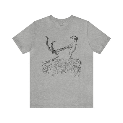 Death and a Woman, Funny Skeleton Shirt, Robert Budzinski Vintage Art, Death T-shirt Unisex Jersey Short Sleeve Tee - Black Mass Apparel - T-Shirt