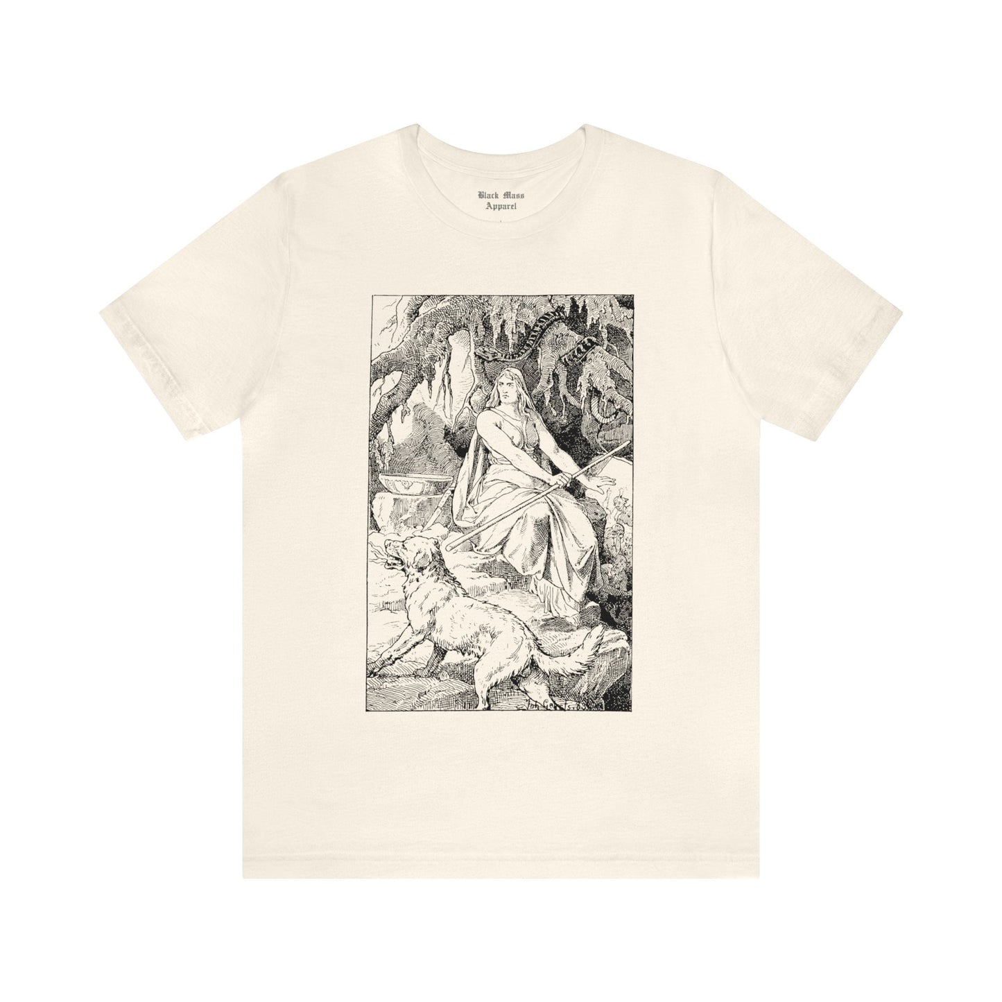 Goddess Hel and Her Hellhound - Black Mass Apparel - T-Shirt