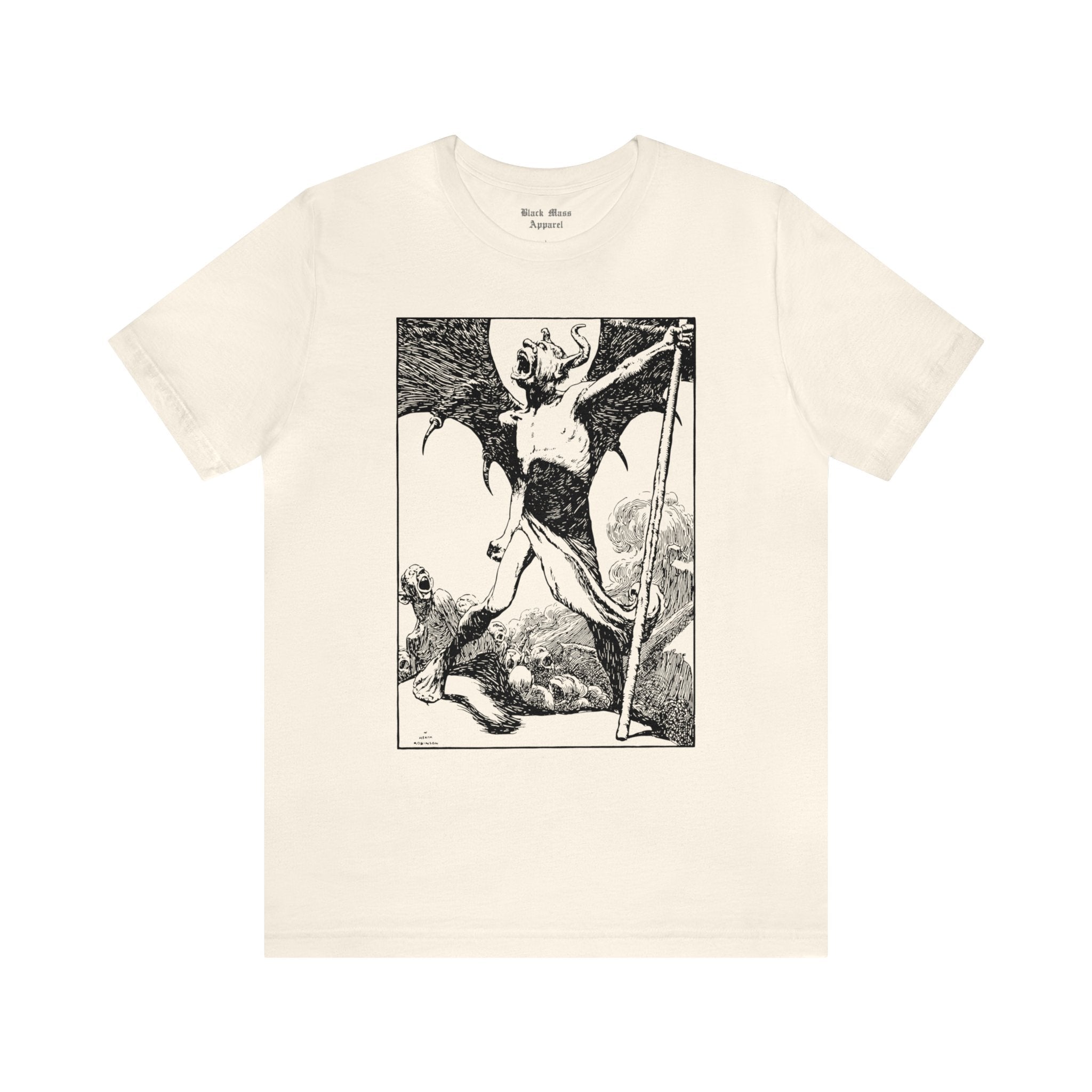 Lucifer Will Break Loose, William Heath Robinson T-shirt, Vintage Satan Art Shirt, Devil Unisex Jersey Short Sleeve Tee - Black Mass Apparel - T-Shirt