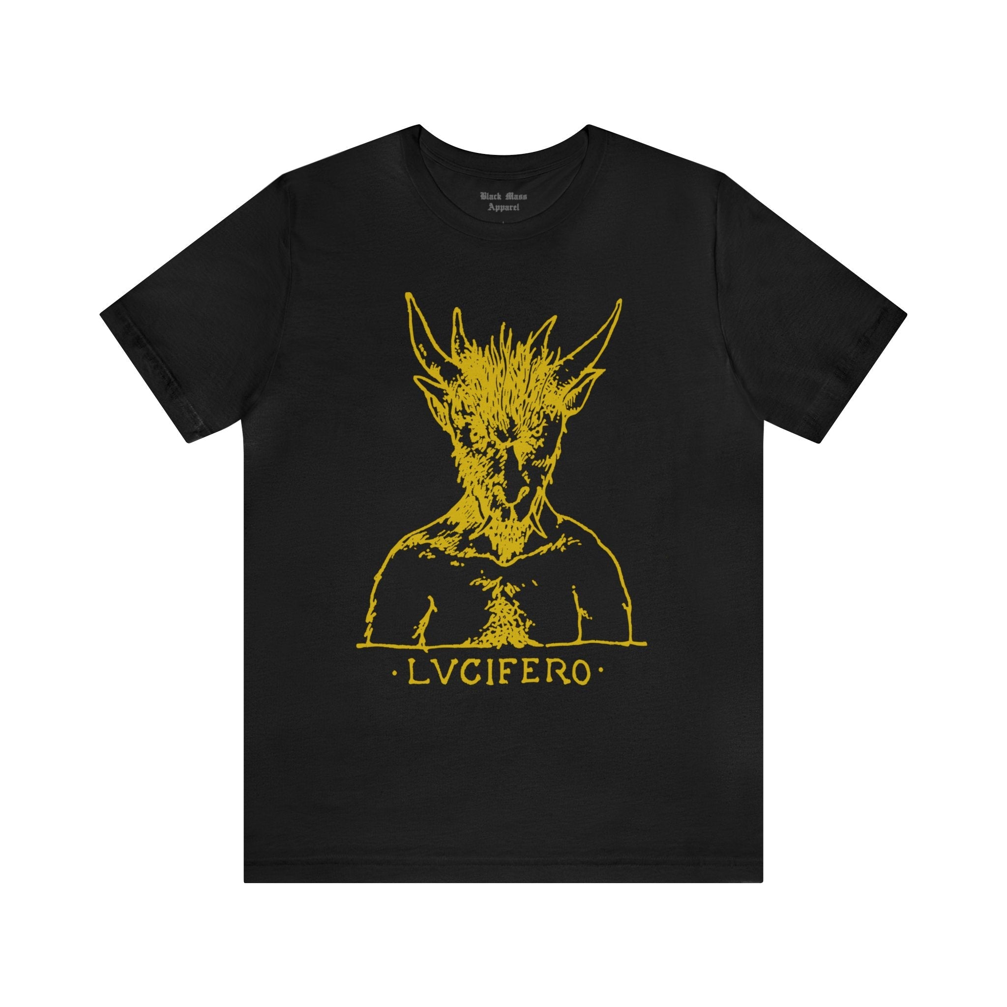 LVCIFERO, Lucifer Shirt, Satan T-shirt, Demonology, Demonic, Satanic, Occult, Vintage Devil, Gothic Unisex Jersey Short Sleeve Tee - Black Mass Apparel - T-Shirt