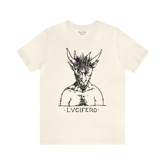 LVCIFERO, Lucifer Shirt, Satan T-shirt, Demonology, Demonic, Satanic, Occult, Vintage Devil, Gothic Unisex Jersey Short Sleeve Tee - Black Mass Apparel - T-Shirt