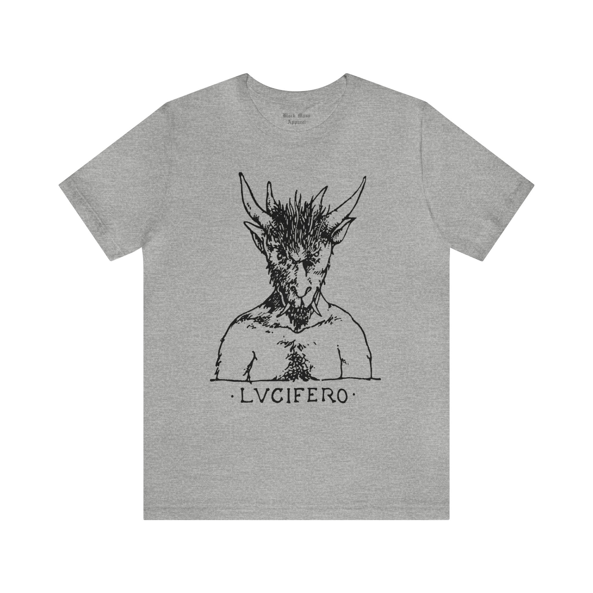 LVCIFERO, Lucifer Shirt, Satan T-shirt, Demonology, Demonic, Satanic, Occult, Vintage Devil, Gothic Unisex Jersey Short Sleeve Tee - Black Mass Apparel - T-Shirt