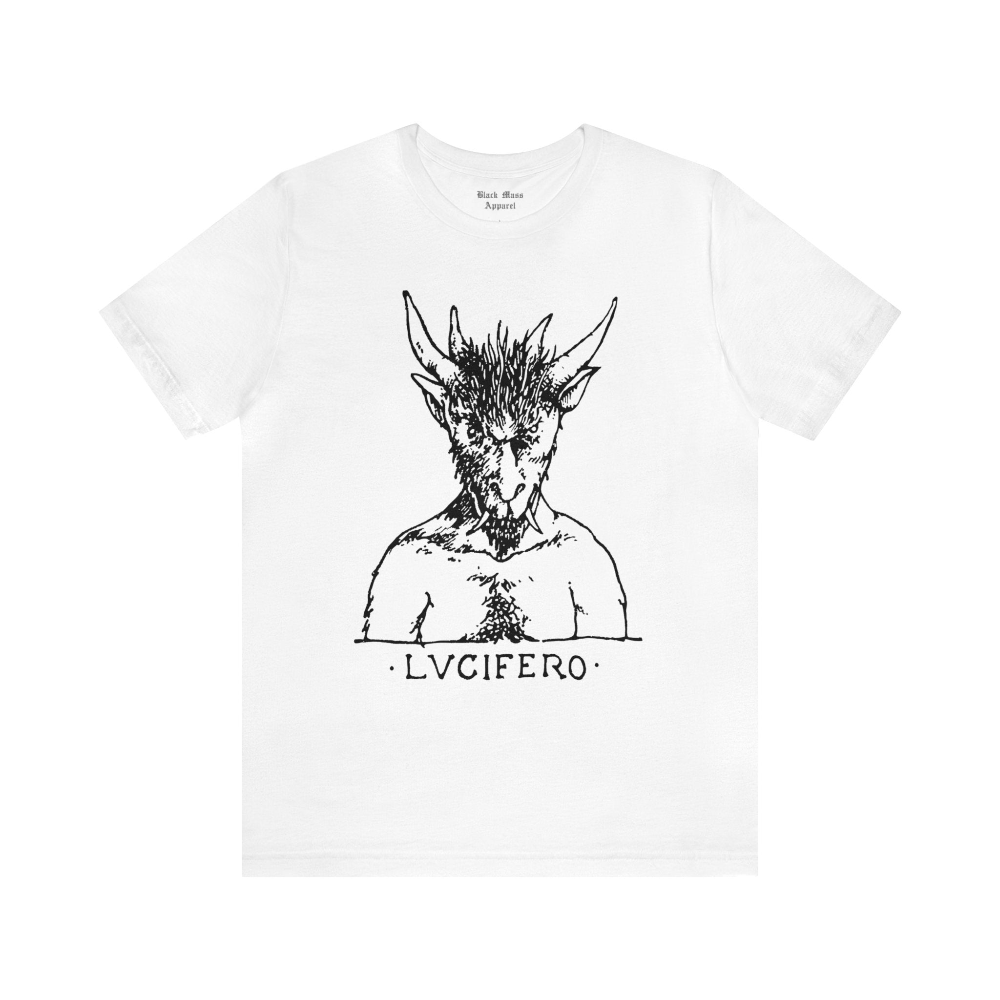LVCIFERO, Lucifer Shirt, Satan T-shirt, Demonology, Demonic, Satanic, Occult, Vintage Devil, Gothic Unisex Jersey Short Sleeve Tee - Black Mass Apparel - T-Shirt