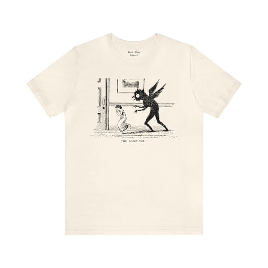 The Bogey Owl, Philip Burne-Jones Shirt, Creepy Art T-shirt, Vintage Sketch Tshirt, Spooky Monster, Boogeyman Unisex Jersey Short Sleeve Tee - Black Mass Apparel - T-Shirt