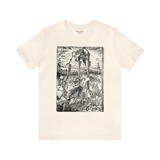 The Gods Are Athirst, Edmund Joseph Sullivan T-shirt, Spooky Death Shirt, Vintage Creepy Art, Danse Macabre Unisex Jersey Short Sleeve Tee - Black Mass Apparel - T-Shirt