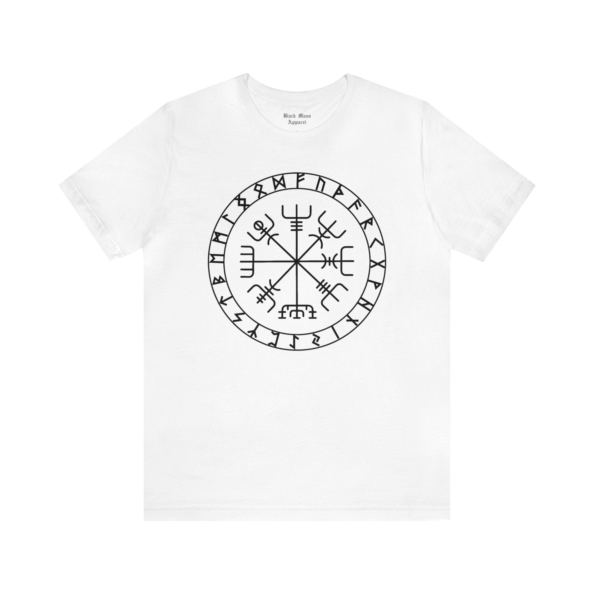 Vegvísir, Old Norse Shirt, Viking Compass T-shirt, Norse Mythology, Magical Stave, Sigil Unisex Jersey Short Sleeve Tee - Black Mass Apparel - T-Shirt